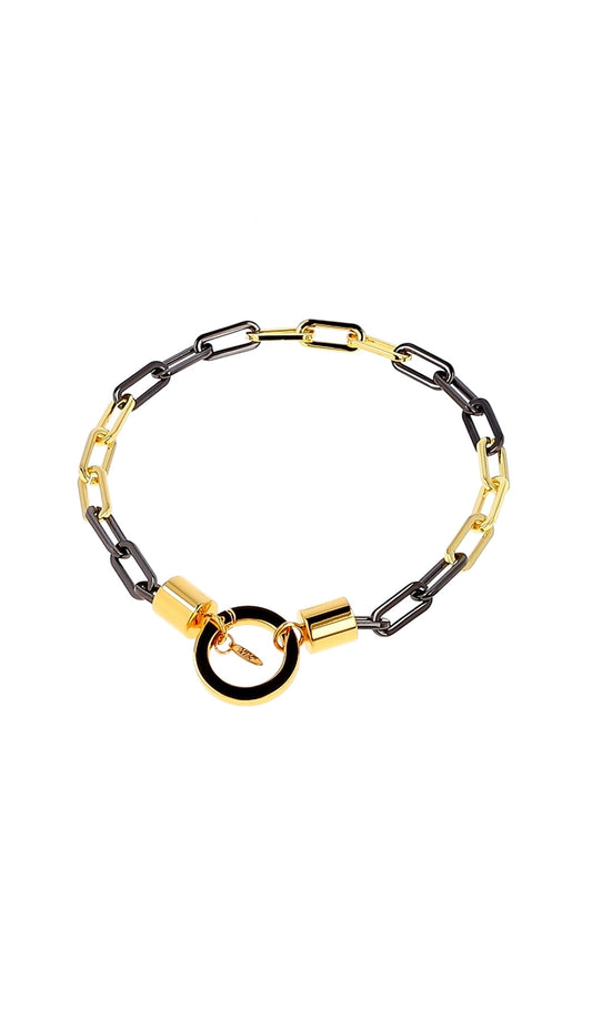 Choker CHAINS gold and black metal