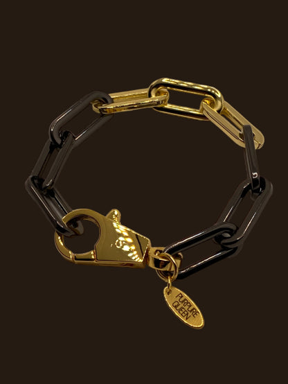 Bracelet CHAINS gold-plated and black metal