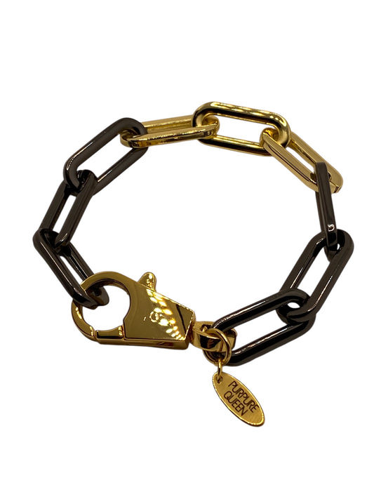 Bracelet CHAINS gold-plated and black metal